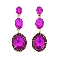 3-TIER CRYSTAL RHINESTONE OVAL CUT HALO LONG DROP EARRINGS